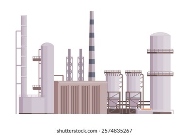 il Refinery Building Vector Illustration. Editable Chemical Factory Design with Modular Industrial Elements