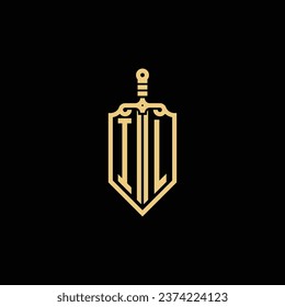 IL vintage shield and sword initial logo in high quality professional design that will print well across any print media
