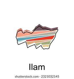 Ilam Highlighted on Iran Map, illustration design template