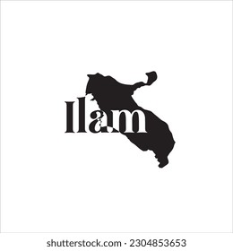 Mapa islámico y diseño de letras negras sobre fondo blanco
