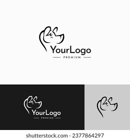 Ilama alpaca cartoon line logo vintage