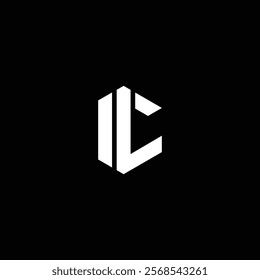 ILC or IC minimalist abstract logo design with black background.