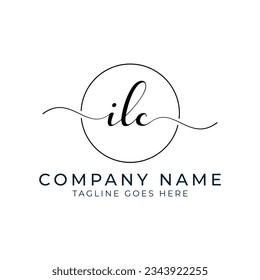 ILC or ilc letter mark abstract calligraphy vector logo design
