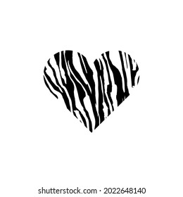 ild heart  vector. Zebra heart illustration. Valentines day symbol or logo.
