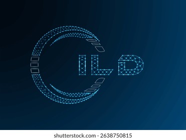 ILD low poly letter logo vector design. ILD lower poly logo design. Low poly logo.