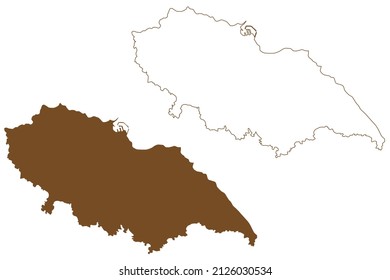 Ile d Yeu o L Ile-d Yeu Island (República Francesa, Francia) mapa de ilustración vectorial, mapa de dibujos animados