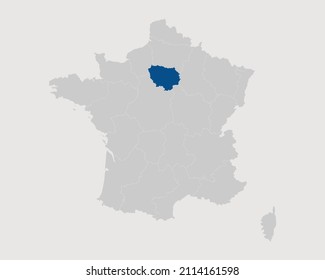 Ile De France Highlighted on France Map Eps 10