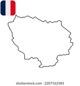 Ile de France Map. Region of France. Vector illustration.