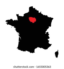 Ile De France Region highlighted on France map Vector EPS 10