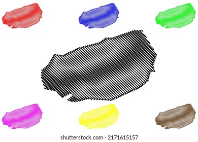 Ile Vanier island (Canada, Nunavut Territory, North America) map vector illustration, scribble sketch Île Vanier map