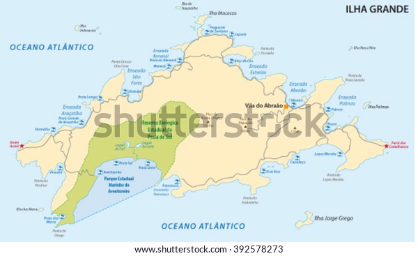 ilha grande brazil map Ilha Grande Map Brazil Stock Vector Royalty Free 392578273 ilha grande brazil map