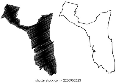 Ilheus municipality (Bahia state, Municipalities of Brazil, Federative Republic of Brazil) map vector illustration, scribble sketch Ilhéus map