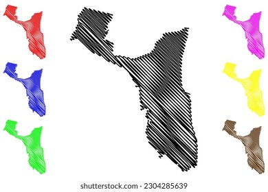 Ilheus municipality (Bahia state, Municipalities of Brazil, Federative Republic of Brazil) map vector illustration, scribble sketch Ilhéus map