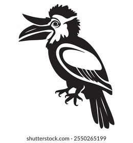 ilhouette of a Rhinoceros Hornbill, Wildlife Illustration, Vector Clip-art