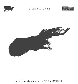 Iliamna Lake Blank Vector Map Isolated on White Background. High-Detailed Black Silhouette Map of Iliamna Lake.