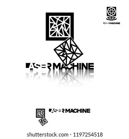 

Iliumustration consisting of two CNC machine images in the form of a symbol or logo. Laser cutting, engraving.