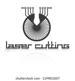 
Iliumustration consisting of two CNC machine images in the form of a symbol or logo. Laser cutting, engraving.