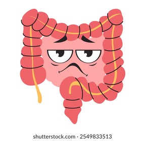 Ill angry intestines character concept. Vector graphic design illustration