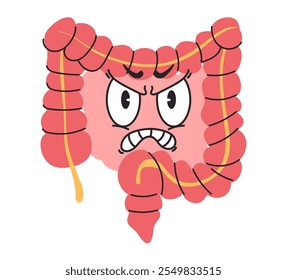 Ill angry intestines character concept. Vector graphic design illustration