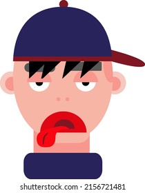 Niño enfermo con sombrero, ilustración, vector sobre fondo blanco.