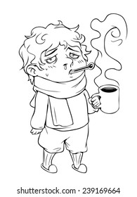 Ill cartoon character with chill