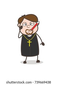 Ill Cartoon Priest Character