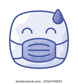 Ill emoji vector design, face mask on emoji face