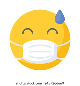 Ill emoji vector design, face mask on emoji face