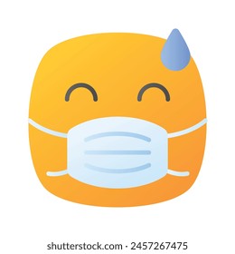 Ill Emoji Vektorgrafik Design, Gesichtsmaske auf Emoji Gesicht