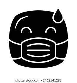 Ill emoji vector design, face mask on emoji face