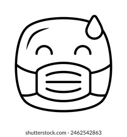 Ill emoji vector design, face mask on emoji face