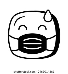 Ill emoji vector design, face mask on emoji face