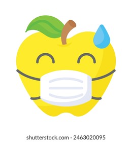 Ill emoji vector design, face mask on emoji face