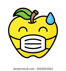 Ill Emoji Vektorgrafik Design, Gesichtsmaske auf Emoji Gesicht