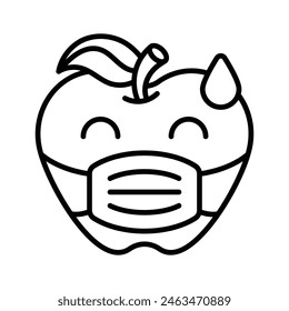 Ill emoji vector design, face mask on emoji face