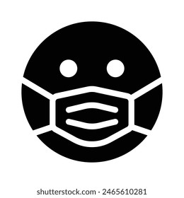 Ill diseño de Vector de emoticonos, máscara facial en la cara de emoticonos