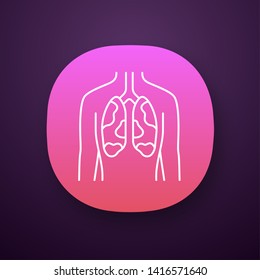 Ill lungs app icon. Sore human organ. Tuberculosis, cancer. Unhealthy pulmonary system. Respiratory health. UI/UX user interface. Web or mobile application. Vector isolated illustration