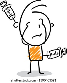 ill Man with injector
- isolated vector illustration outline hand drawn doodle line art cartoon design character.
