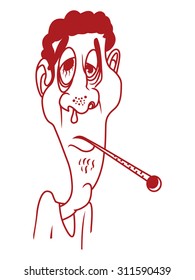 Ill man and snot  vector illustration