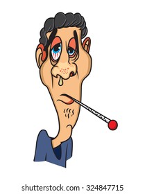 Ill man and snot vector illustration