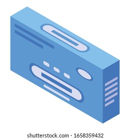 Icono de la caja de píldoras. Isométrico icono vectorial de caja de píldoras para el diseño web aislado en fondo blanco