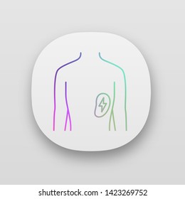 Ill spleen app icon. Sore human organ. Unhealthy lymphatic system. Sick internal body part. Immune system. UI/UX user interface. Web or mobile applications. Vector isolated illustrations