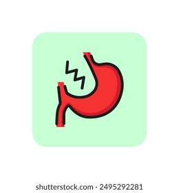 Ill stomach line icon. Unwell, tummy, ache. Anatomy concept. Vector illustration can be used for topics like symptom, pain, gastric