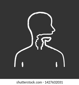 Ill throat chalk icon. Angina, tonsillitis. People disease. Upper section of alimentary canal. Sick internal body part. Gastrointestinal tract. Isolated vector chalkboard illustration
