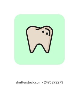 Ill tooth line icon. Model, caries, whitening. Dental problem concept. Vector illustration can be used for topics like stomatology, oral hygiene, dentistry
