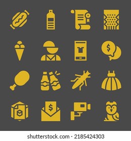 ill web icons. Hot dog and Water bottle, Slot machine and Money symbol, vector signs