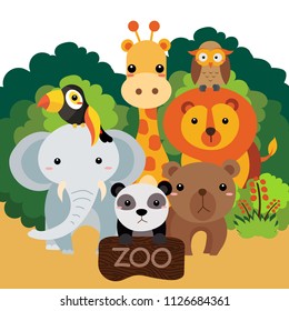 Illastrator of zoo animal  cartoon animation.
