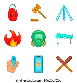 Illegal action icons set. Cartoon set of 9 illegal action vector icons for web isolated on white background