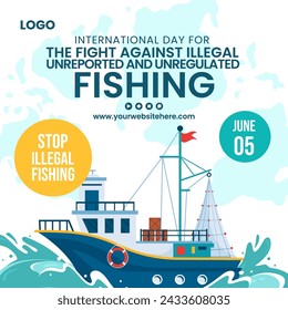 Illegal Against Fishing Social Media Illustration Flat Cartoon Hand Drawn Templates Background