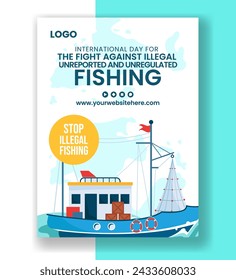 Illegal Against Fishing Vertical Poster Flat Cartoon Hand Drawn Templates Background Illustration